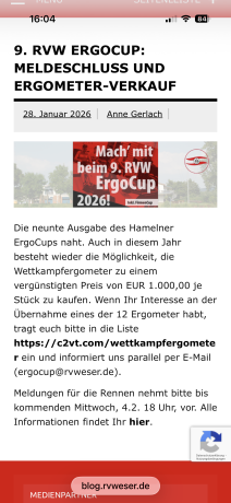 Kommt zum RVW ErgoCup
